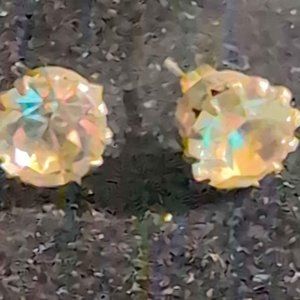 Vintage Rhinestone Large Earrings Posts Blue #77